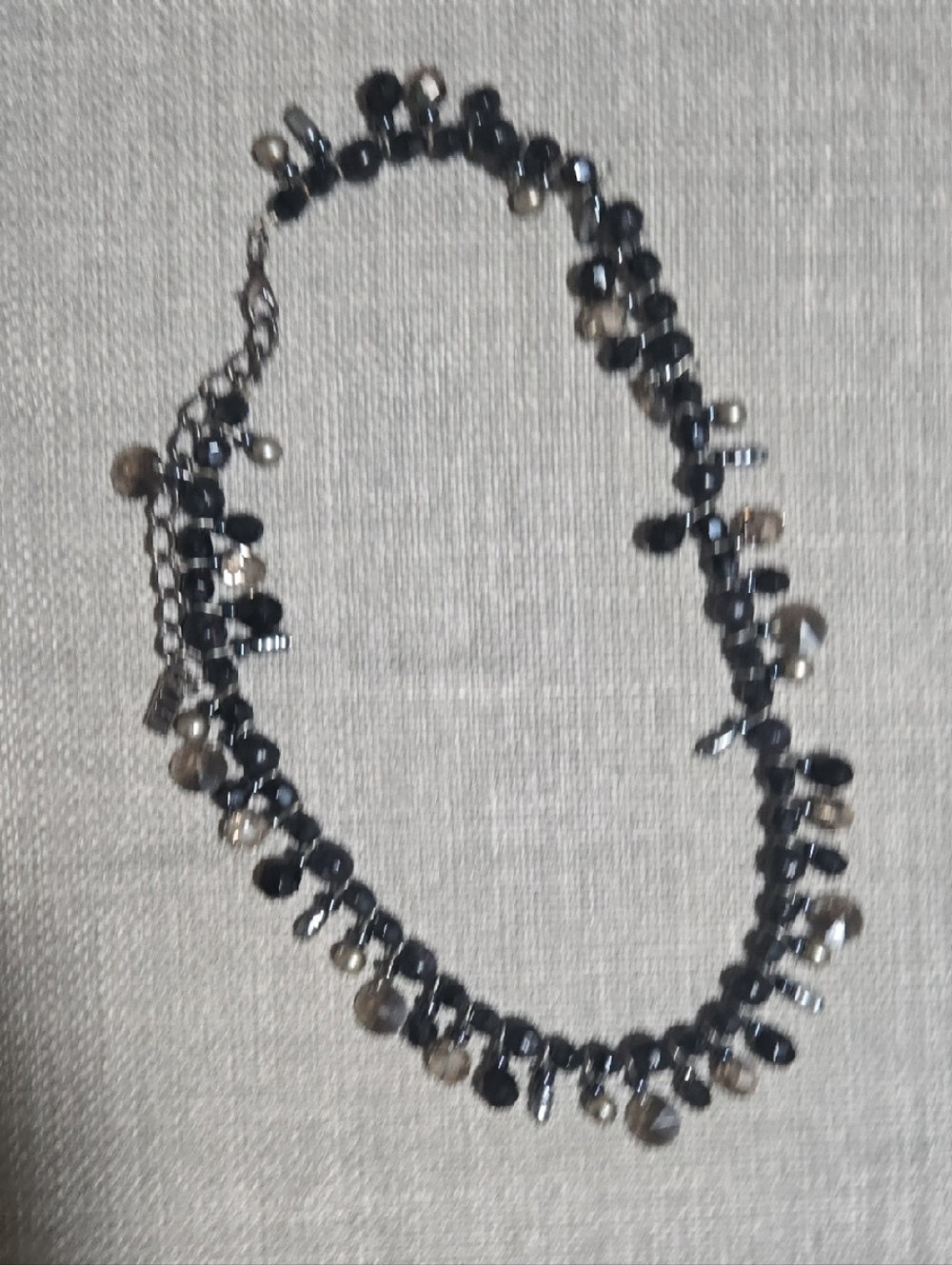 Black and Silver Beaded Women's Necklace - Elegant Charm